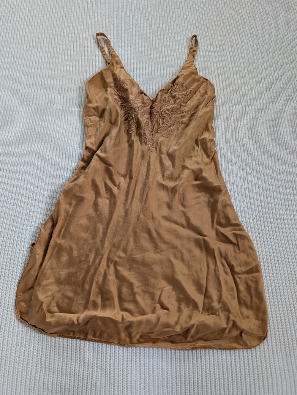 Victoria's Secret Gold Label 90s Chemise Slip Dress Silk Embroidery Medium